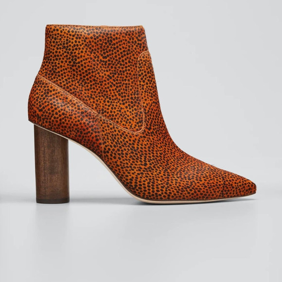 ULLA JOHNSON Helia Mid Heel Booties Cheetah Print Ankle Boot EU 40 US 9 Calfskin
